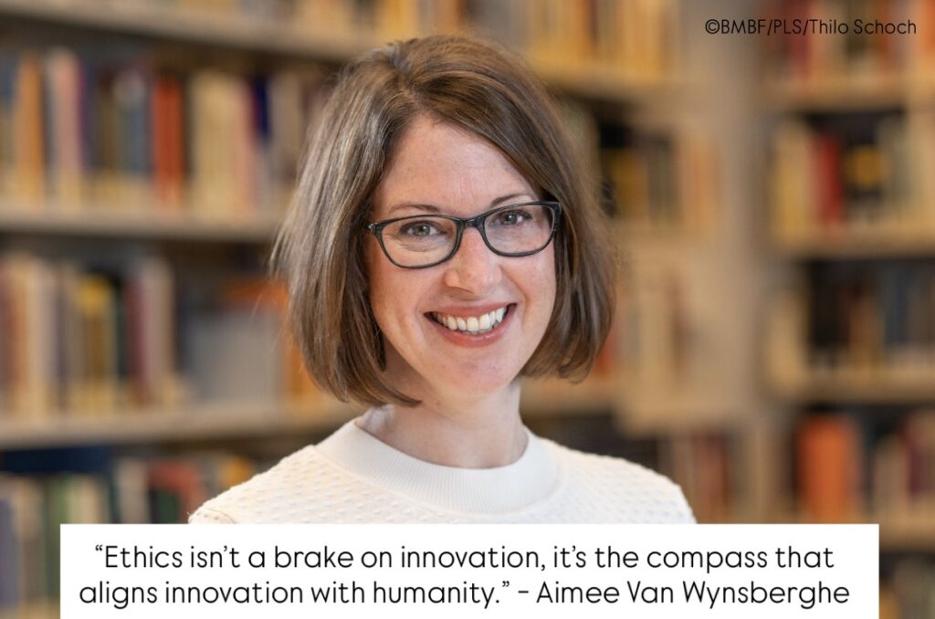 Aimee Van Wynsberghe portrait with her quote on AI ethics