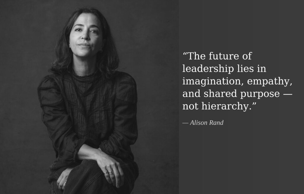 Alison Rand portrait with leadership quote.