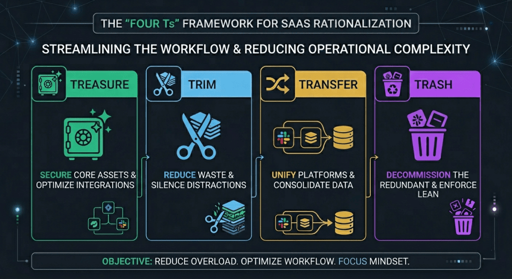 Productivity tools overload: Four Ts Framework for SaaS rationalization